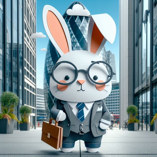 Rabbit dressed as a suit starting his first day at as boss